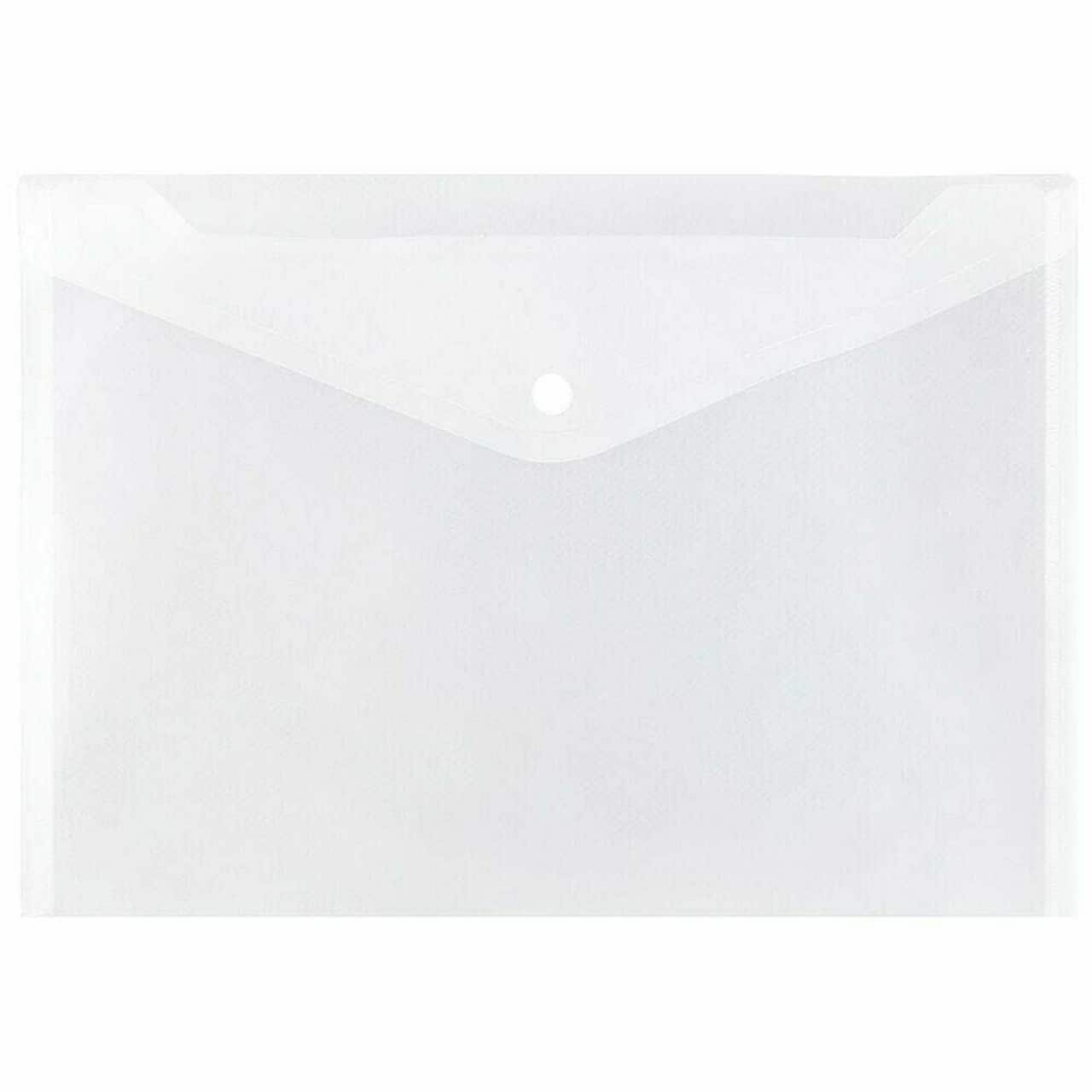 JAM Paper 9.75" x 13" Clear Plastic Snap Booklet Envelopes, 12ct.